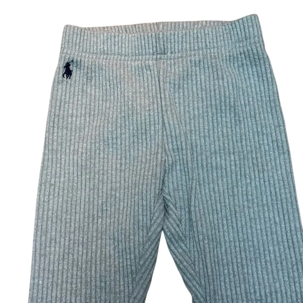 Polo Ralph Lauren Kids Rib-knit Stretch Legging in Grey & Navy Blue Size 3T